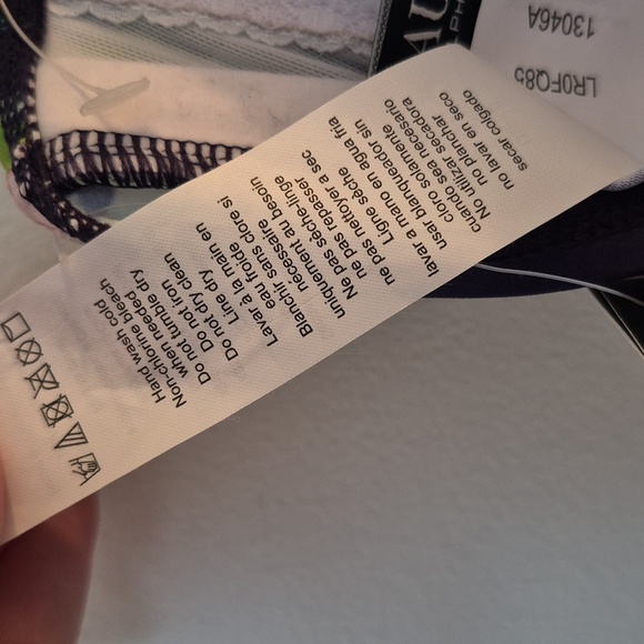 Lauren Ralph Lauren Watercolors Floral Tropical Print Swimsuit - Navy Sz 8 - Picture 7 of 7